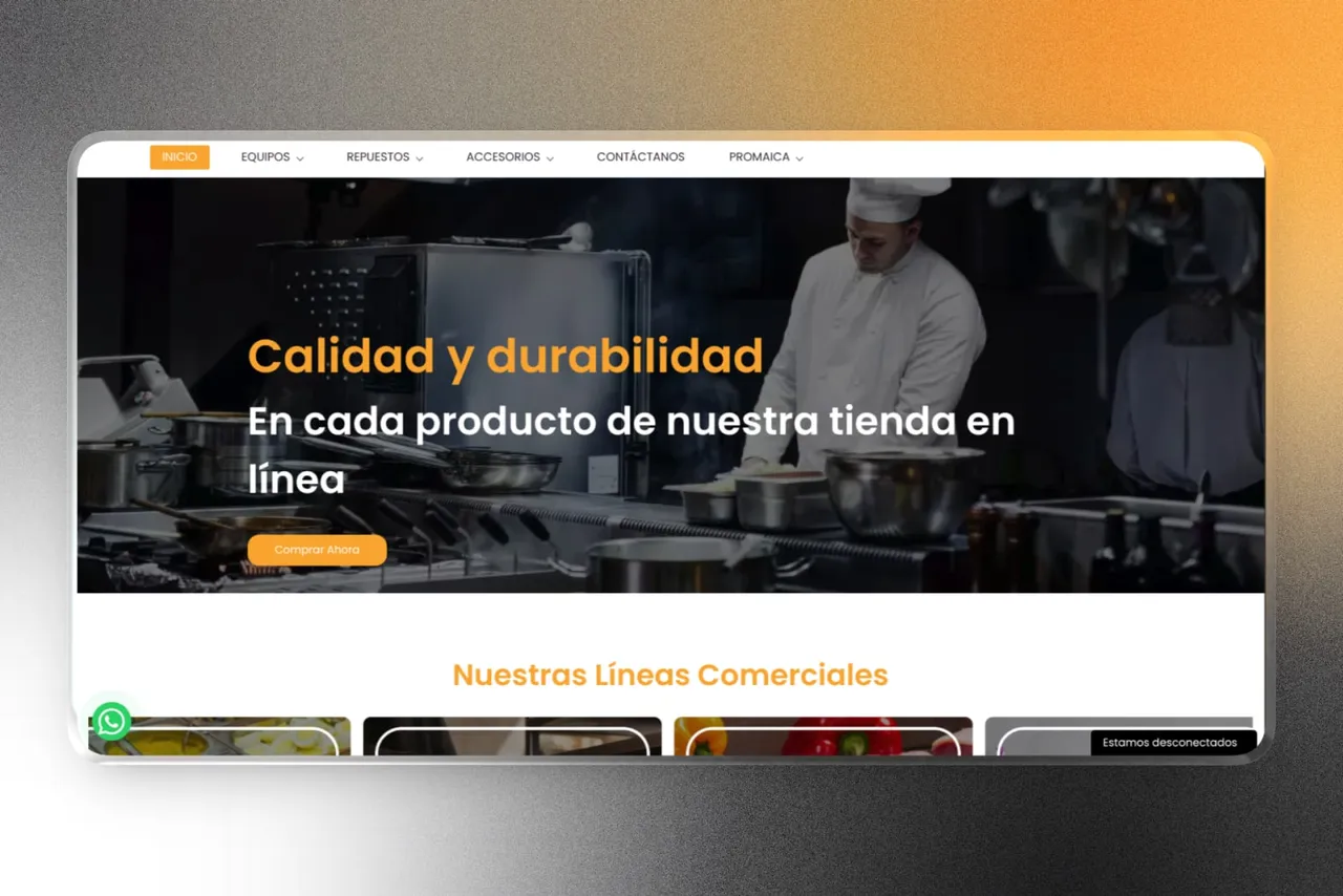 Captura principal de Equipo y Partes Shop